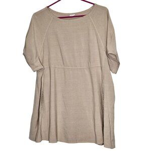 Exlura Loose-Fit Beige Tunic Top Pockets  XL Comfortable Everyday Minimalist‎